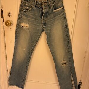Moussy vintage distressed, straight leg denim jeans, size 25